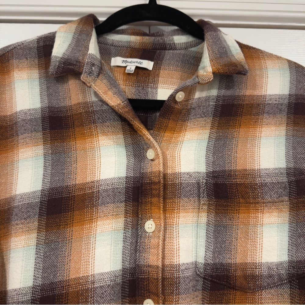 Madewell Flannel Oversized Ex-Boyfriend Button Down Shirt in Bickett Plaid Sz S - Picture 5 of 15